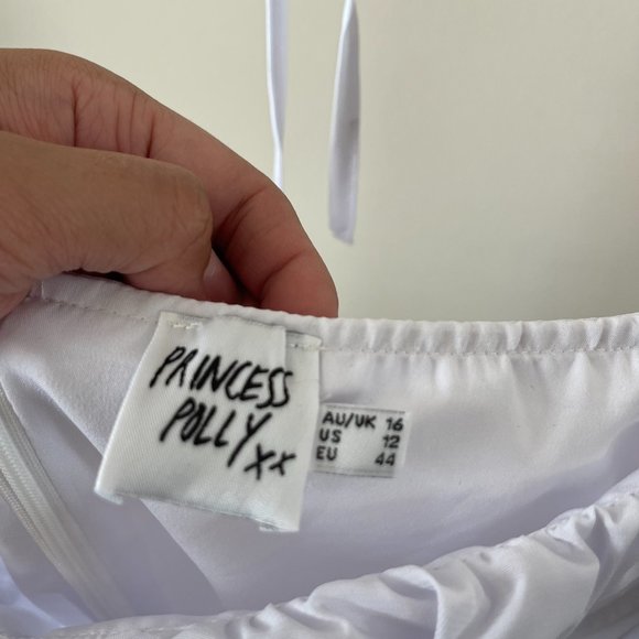 Princess Polly CURVE White Sheer Sleeve Mini Dress - Picture 2 of 5